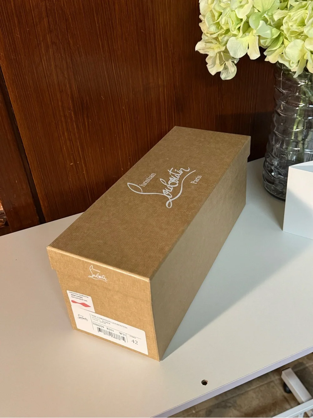 Christian Louboutin Brown Designer Shoebox with White Logo
